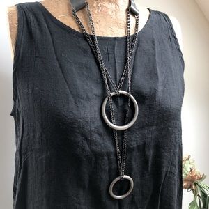 Leather and chain industrial goth punk minimalist adjustable necklace
